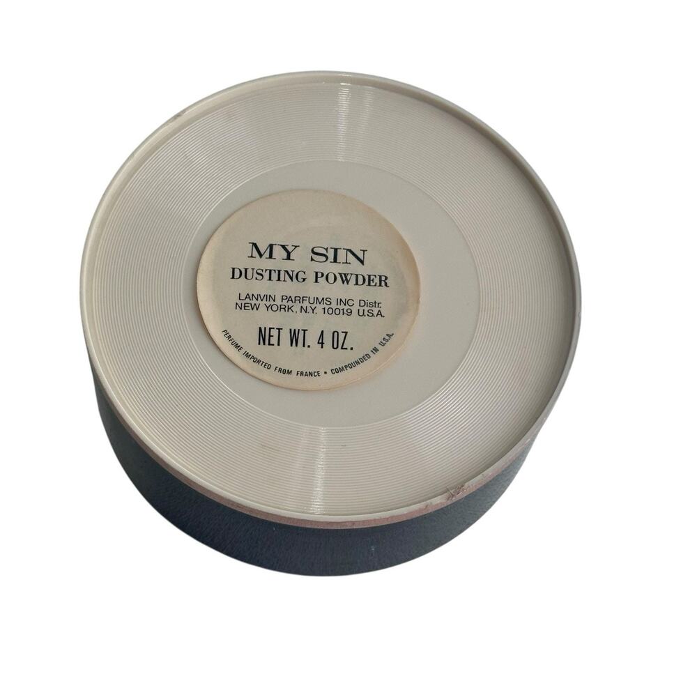 Lanvin My Sin Dusting Powder Black Round Container 9 oz Puff Parfums Vintage - Picture 7 of 7